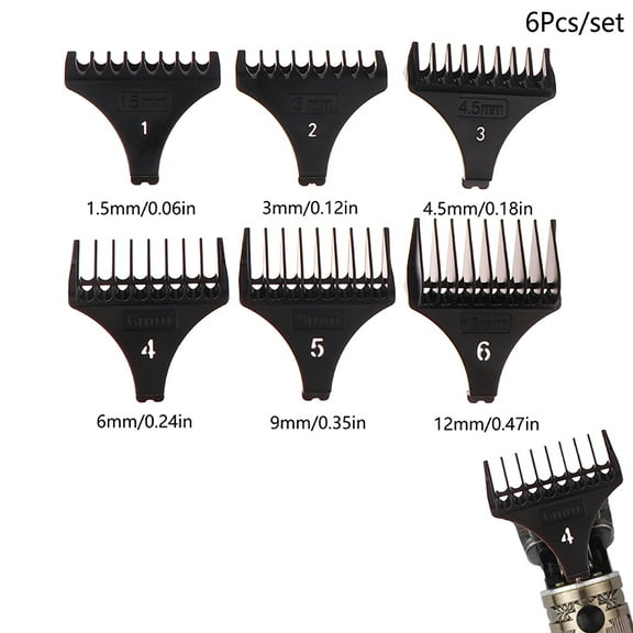 6Pcs/set For T9 1.5/3/4.5/6/9/12 Mm Professional Hair Trimmer Limit Comb Universal Guards Hairdresser Hair Cutting Guide Barber