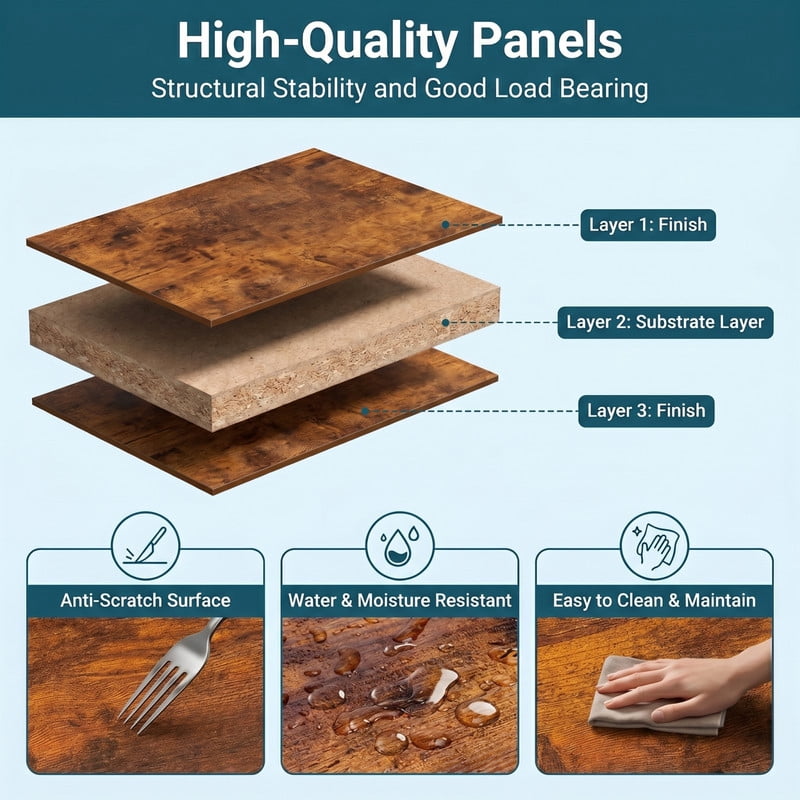 BEAUTYPEAK 44" Computer Desk Writing Gaming Table with Wood Top X-Shaped Reinforced Frame, Rustic Brown