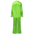 thumbnail image 5 of Womens Casual Activewear Sets Wide Leg Pants Satin Sets 2 Piece Outfits Casual Long Sleeve Button Down Shirt Pants Outfits Fashion Streetwear Pajamas, 5 of 7