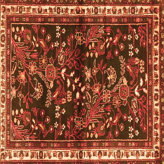 Ahgly Company Indoor Square Persian Orange Traditional Area Rugs, 5' Square