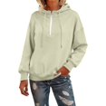 thumbnail image 2 of Women's Quarter Zip Hoodie, Soft Pullover Sweatshirt with Adjustable Hood, Long Sleeve Casual Streetwear for Everyday, Solid Color Comfortable Hooded Top for Women, Trendy Zip Up Design Beige, 2 of 7