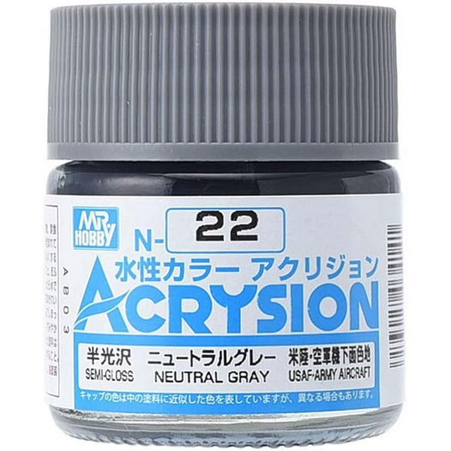 Acrysion Color - Neutral Gray (Semi-Gloss/USAF-Army Aircraft) (N22) 10ml Semi-Gloss Acrylic Paint