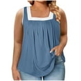 thumbnail image 2 of Fartey Womens Plus SIze Tank Tops Summer Casual Square Neck Sleeveless Shirts Loose Flowy Pleated Tanks Fashion Colorblock Camisoles Navy XXXXXXL, 2 of 5