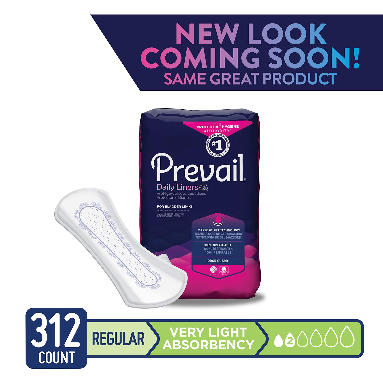 Prevail Very Light Absorbency Bladder Control Liners, Regular, 26 Count