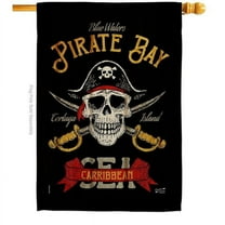 28 x 40 in. Pirate Bay House Flag with Coastal Double-Sided Decorative Vertical Decoration Banner Garden Yard Gift