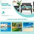thumbnail image 4 of Gymax 8PCS Patio Conversation Set Outdoor Rattan Furniture Set w/ Turquoise Cushions, 4 of 8