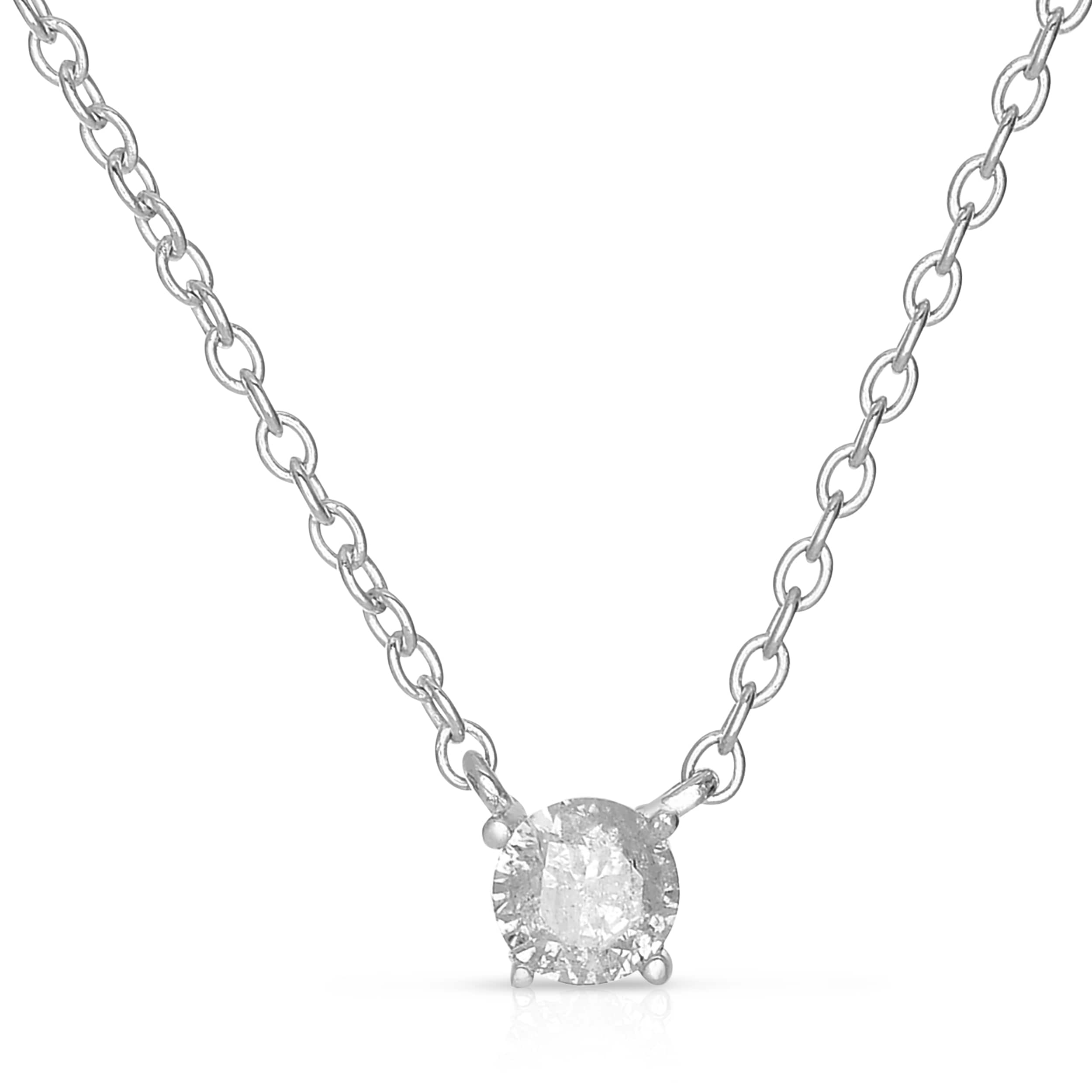 Sterling Silver Round Diamond Solitaire 