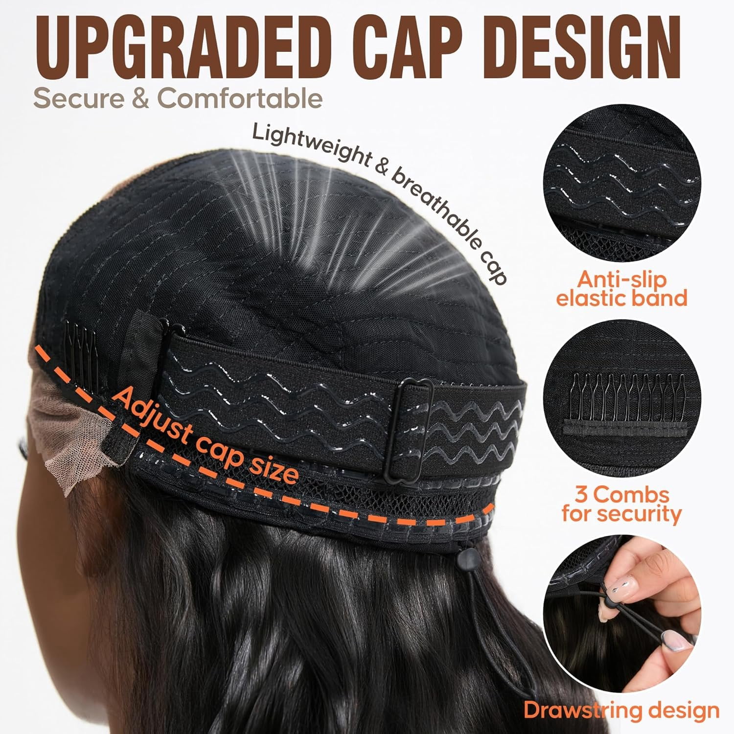 Wigs Human Hair Women 13x6  Lace Front Frontal  Wave Wig Pre Plucked Glueless Pre Cut 180 Density Closure Wigs  Black 26 Inch
