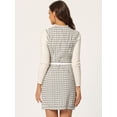 thumbnail image 4 of Vestido a cuadros sin mangas con cuello redondo y botones vintage elegante para mujer Beige M, 4 of 5