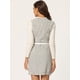 thumbnail image 4 of Vestido a cuadros sin mangas con cuello redondo y botones vintage elegante para mujer Beige M, 4 of 5