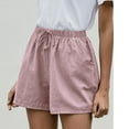 thumbnail image 5 of JINMGG Shorts for Women Clearance $5 Women Solid High Waist Cotton and Linen Shorts Pants Casual Beach Shorts Pink XL, 5 of 8
