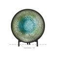 thumbnail image 3 of DecMode 2" Round Abstract Handmade Mosaic Inspired Green Glass Charger with Black Stand, 3 of 10