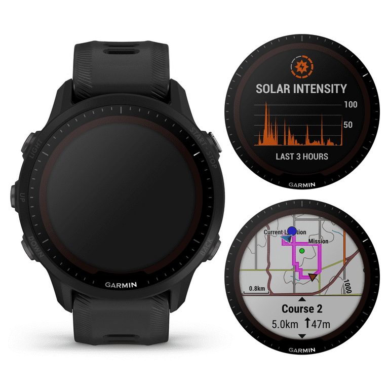  Garmin 010-02638-10 Forerunner® 955, GPS Running Smartwatch,  Tailored to Triathletes, Long-Lasting Battery, Black : Electronics