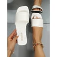 thumbnail image 1 of Elegant White Slide Sandals For Women, Minimalist Single Band Sandals, 1 of 5