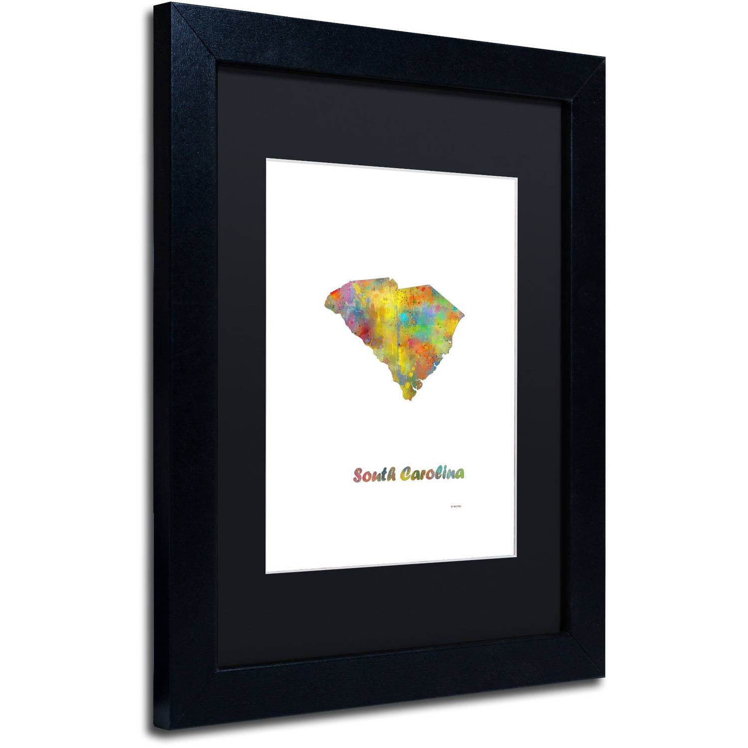 Trademark Fine Art "South Carolina State Map-1" Canvas Art by Marlene Watson, White Matte, Black Frame