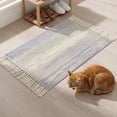 thumbnail image 6 of Bathroom Rug 2'x 3', Purple Grey Woven Cotton Washable Rug with Tassels, Farmhouse Gray Barn Wooden Vintage Striped Non Slip Front Door Mat for Entrance, Doorway, Hallway, Laundry Room, 6 of 9