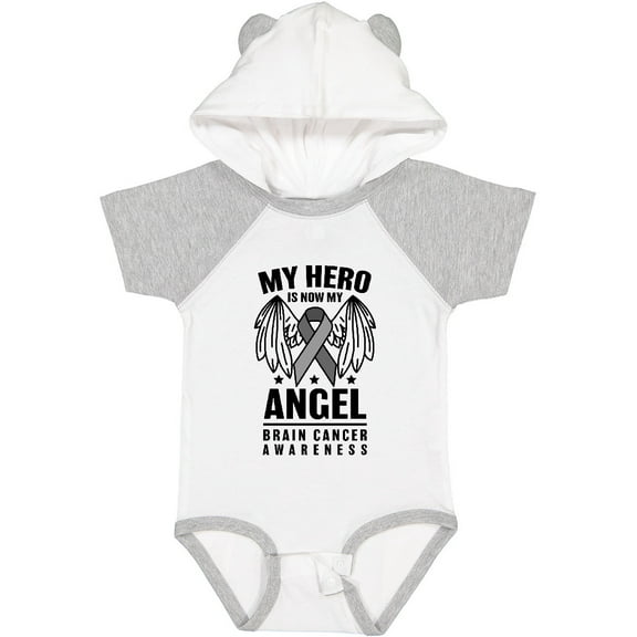 Inktastic My Hero is Now My Angel Brain Cancer Awareness Boys or Girls Baby Bodysuit