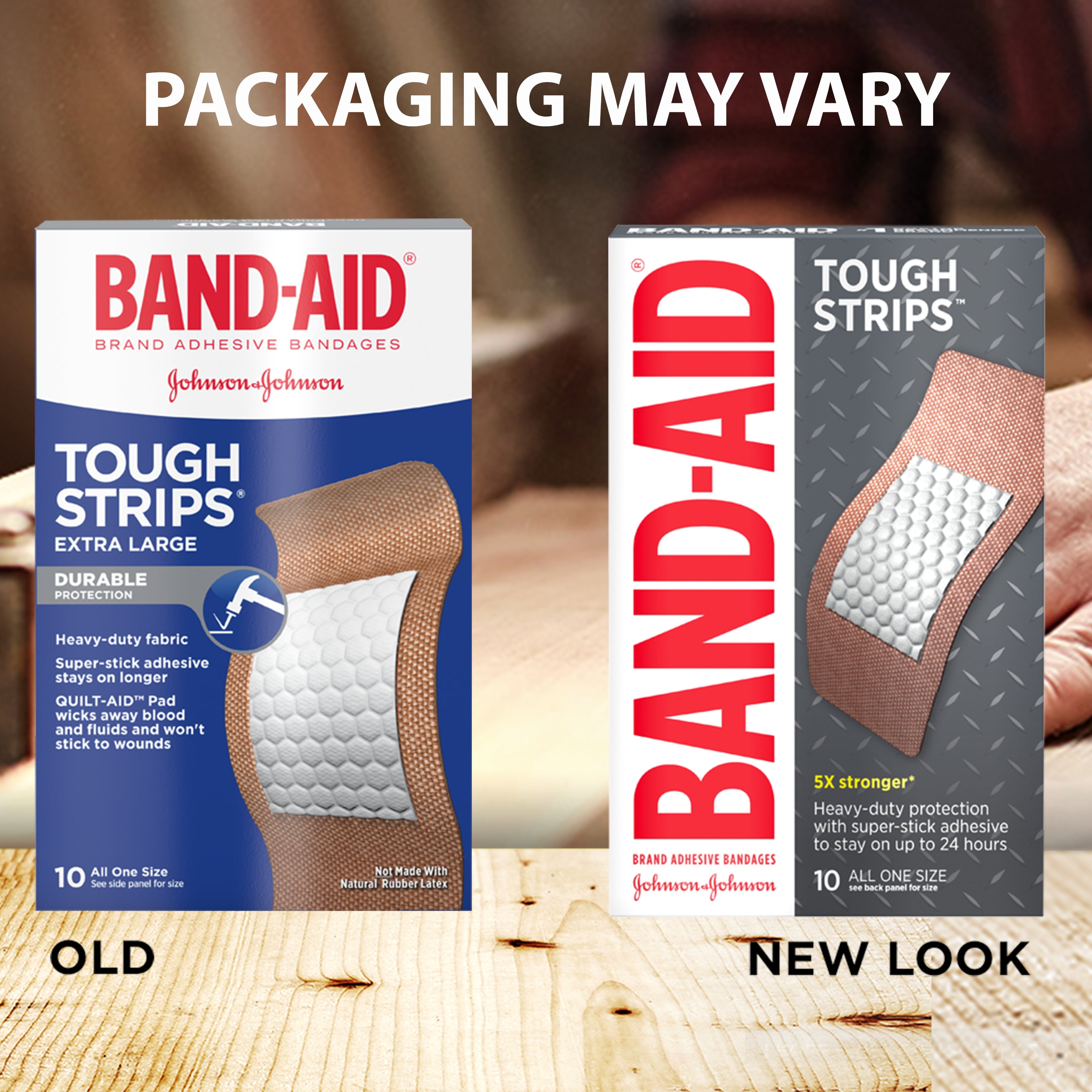 BandAid Brand Tough Strips Adhesive Bandage, Extra Large Size, 10 ct