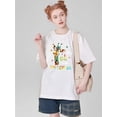 thumbnail image 1 of Colorful Giraffe & Letter Print T-Shirt, Casual Short Sleeve Top For Spring & Summer, Women's ClothiCamisetas para mujer, lindas camisetas con estampado gráfico, de manga corta, estilo casual, para ve, 1 of 6