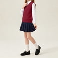 thumbnail image 6 of FAIOROI Kids Solid Color V Neck Sweater Vest Cotton Knitted Waistcoat for Layering Red 5-6T, 6 of 7