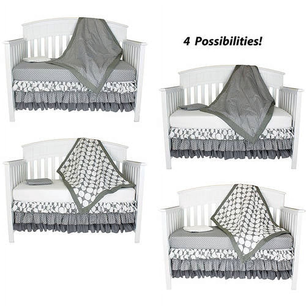 Bacati Mix N Match Grey and White Chevron and Dots 4 Piece Crib Bedding Set For US Standard Crib, 100 Percent Cotton Percale Fabrics with Polyester Filling Crib