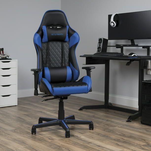 RESPAWN100 Racing Style Reclining Ergonomic Leather Gaming Chair, Blue