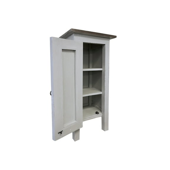 Accent Cabinet Solid Wood 1 Door Storage Cupboard - Distressed Gray/Old Java Finish