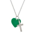 thumbnail image 2 of Delight Jewelry Acrylic 1" Green Heart Be Strong and Courageous Engraved Cross Zoey Necklace, 28", 2 of 4