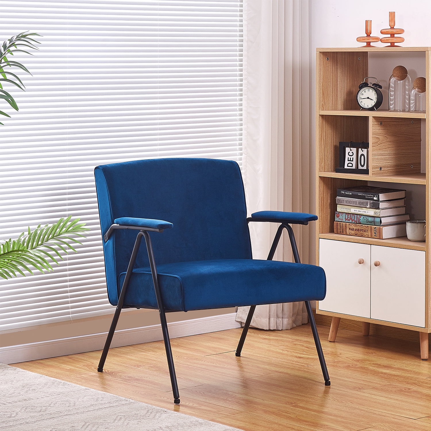 Kadyn Upholstered Recliner, Textile Metal Frame Recliner with Arm, Cloth Leisure Single Accent Chair for Living Room, Blue