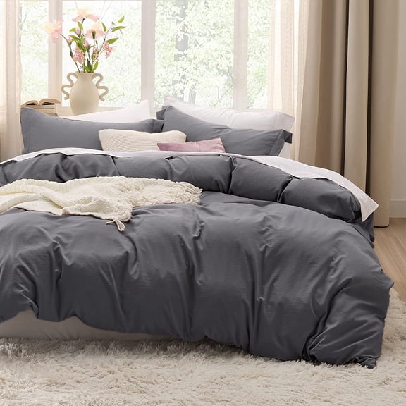 King Size Duvet Cover Only, Prewashed Extra Soft All Season Bedding with Zipper Closure, Dark Gray