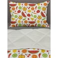 thumbnail image 3 of Food Comforter & Sham Bedding Set, Cartoon Pattern of Pepper Apple Watermelon Kiwi Carrot Cherry Peas Orange Lemon, 3 pcs Duvet Set Microfiber Filling Quilt, 5 Sizes, Multicolor, by Ambesonne, 3 of 4