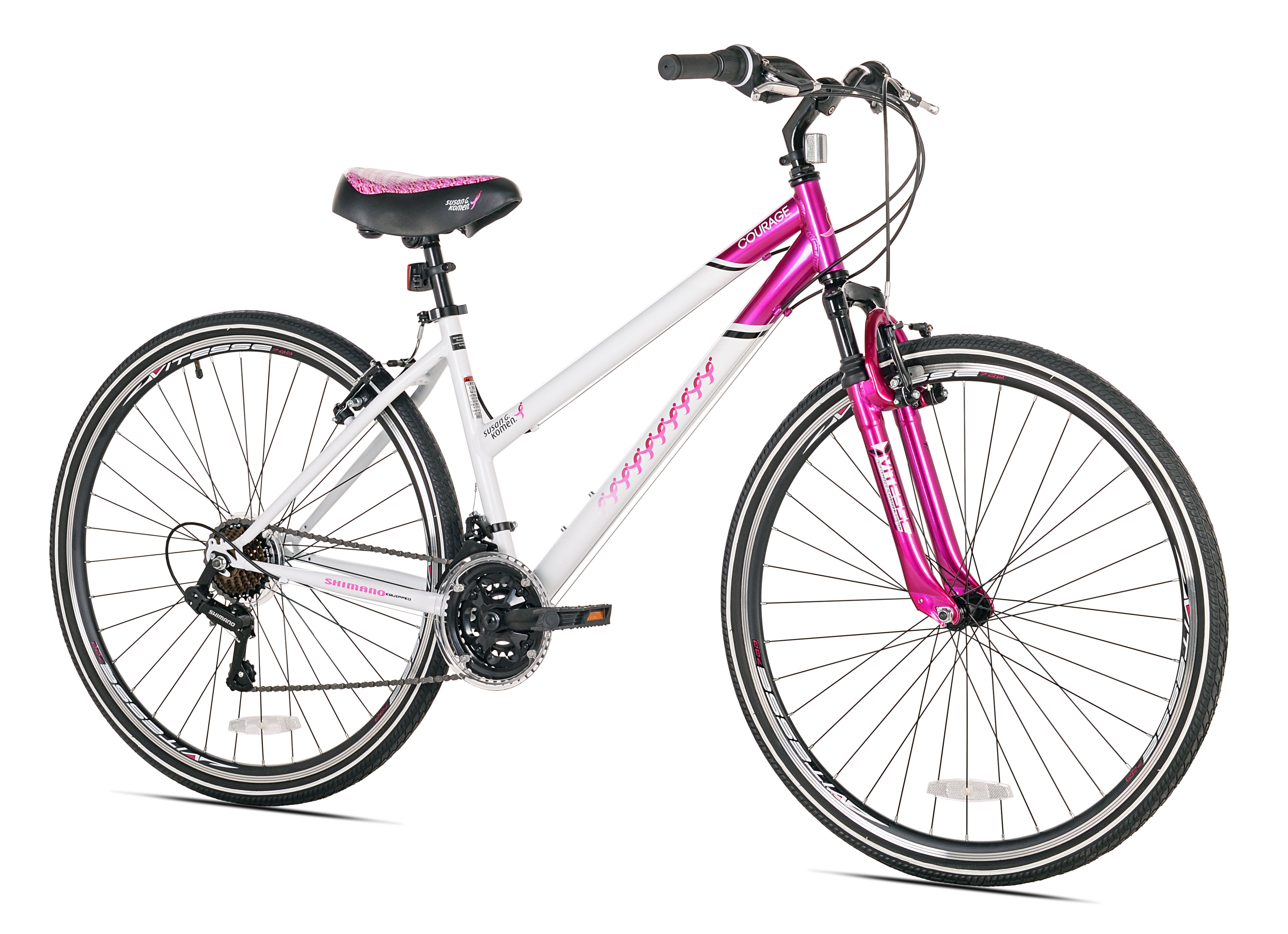 700C Susan G Komen Hybrid Bike Pink White Ladies Fastest Riding Road