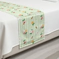 thumbnail image 2 of Flowers Insects Bed Runner, Charming Roses Chamomiles Bees on a Striped Background, Decorative Accent Bedding Scarf for Hotels Homes and Guestrooms, Twin, Pastel Green Multicolor, by Ambesonne, 2 of 2