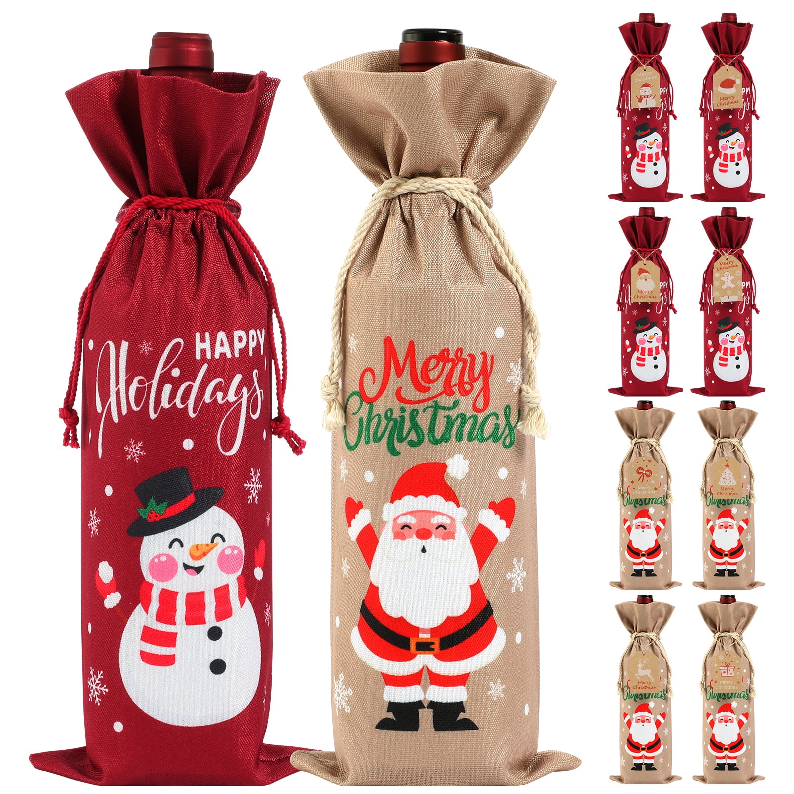 Hemoton LUXSHINY 10pcs Wine Bottle Bags Christmas Wine Gift Bags Burlap
