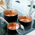 thumbnail image 5 of Ultra Nonstick Ceramic Saucepan Set with Lids, 3-Piece (1, 2, and 3 Quart) Copper-Bottom Pots, 5 of 5