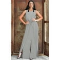 thumbnail image 3 of KOH KOH One Piece Sleeveless Cocktail Party Wide Leg Cute Casual Long Pant Suit Romper Playsuit Jumpsuit For Women Light Gray Ash Grey Medium US 8-10 NT147, 3 of 6