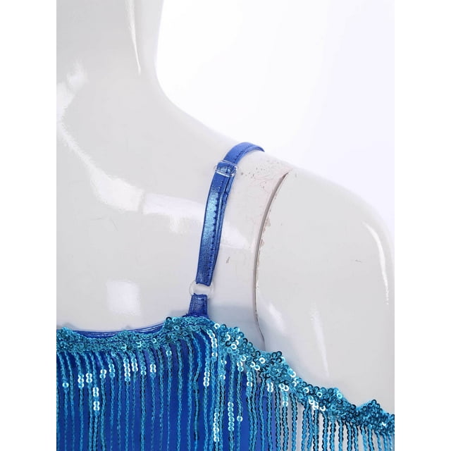 vastwit Combinaison Sans Manches à Paillettes pour Filles, Bretelles Spaghetti, Robe de Fête Fleurie Verte 10