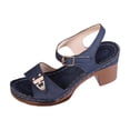 thumbnail image 2 of Women’s Orthopedic Platform Wedge Sandals, Leather Cushioned Open Toe Ladies Sandals with Arch Support, Anti-Slip Summer Beach Walking Footwear Blue 5.5, 2 of 6