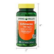 Spring Valley Non GMO Echinacea Dietary Supplement Vegetarian Capsules for Immune Health, 760 mg, 100 Count