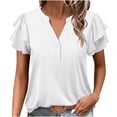 thumbnail image 1 of XMMSWDLA Chemises à Manches Courtes Col en V pour Femmes Tunique Boutonnée Blouses Automne Basiques Tee 2025 Blanc Tops Décontractés pour Femmes, 1 of 9
