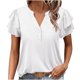 thumbnail image 1 of Blusa de Trabajo de Manga Corta Botón de Manga de Encaje de Color Sólido Blusa Casual 95% Poliéster 5% Spandex, Nuevo Top de Moda para Diario Y Fiesta, 1 of 9