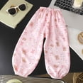 thumbnail image 2 of Girls Wide Leg Sweatpants Open Bottom School Pants Casual Clothes Joggers with Pockets Drawstring 6-12 Months 12-24 Months 2T 3T 4T 5T 6T 7T 8T 9T Children Light Pink 6-12 Months, 2 of 3