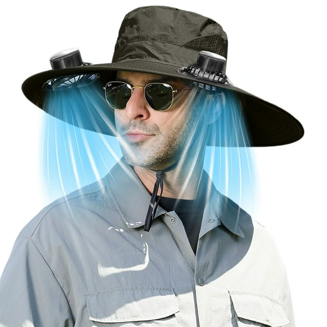 Sombrero de pescador de verano con ventilador solar y carga USB para hombre