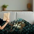thumbnail image 3 of Medieval Soft Flannel Fleece Throw Blanket, Heraldic Design from Middle Ages Coat of Arms Crown Lions and Swirls, Cozy Plush for Indoor and Outdoor Use, 50" x 70", Teal Black Cinnamon, by Ambesonne, 3 of 5