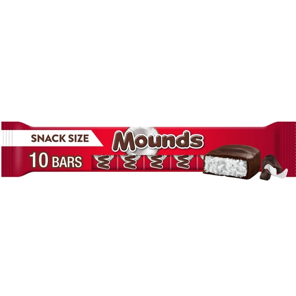 MOUNDS Coconut and Dark Chocolatey Snack Size, Candy Bars, 0.6 oz (10 Count)