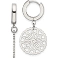 thumbnail image 1 of Stainless Steel Polished Flower Dangle Hinged Hoop Earrings (36.32 X 13.3) Made In China sre1200, 1 of 5