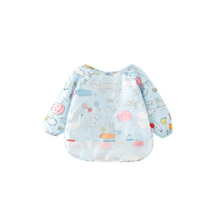 Multitrust Baby Waterproof Bibs with Long Sleeve Infant Cartoon Washable Feeding Apron 0-4 Years