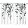 thumbnail image 6 of Eucalyptus Botanical Leaves Grey Floral Kitchen Window Curtains Over Sink Farmhouse Flower Leaf Small Window Treatment Cafe Short Curtains for Bathroom Treatment Tier Drapes 27.5x39 inch, 6 of 6