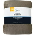 thumbnail image 3 of Mainstays Super Soft Plush Blanket, Brown, Full/Queen 90"X90", 3 of 5