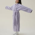 thumbnail image 3 of Defitshape Women's Long Sleeve Robe Soft Fuzzy Bathrobe Warm Fleece Winter Long House Sleeping Pocket Sleepwear Purple X-Large, 3 of 4
